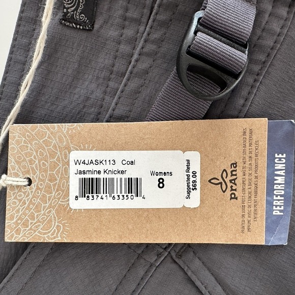 Prana Pants Womens 8 Gray Cinch 3/4 Length Knicker Hiking Climbing Travel - Picture 3 of 9